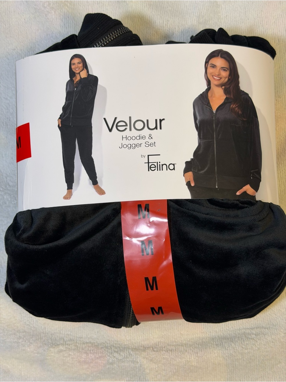 Felina Women’s Velour Tracksuit Full Zip Hoodie & Jogger Medium NWT